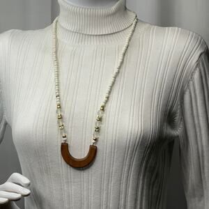 Plunder necklace white petite beads boho bohemian signed costume jewelry